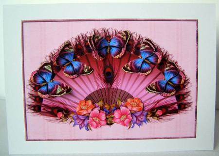 Oriental Fan Floral Butterflies Beauty by Margaret McCartney