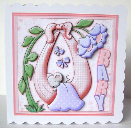 Baby Girl Mouse Topper & Decoupage by Margaret McCartney
