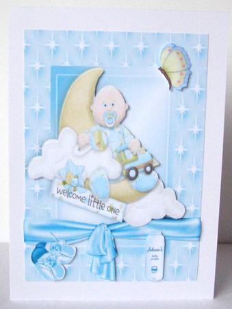 Cute Baby Boy in Star Frame with the Moon by Margaret McCartney