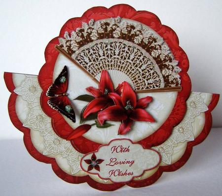 Red Lily Fanfare Wobble Card by Margaret McCartney