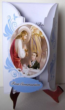 Religiousn First Communion Boy with Stand by Margaret McCartney
