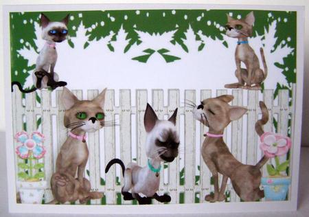 Well Hello There! Cheeky Cats in the Garden A4 by Margaret McCartney