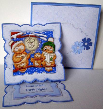 Christmas Carol Singing Owls Easel Card Kit by Margaret McCartney