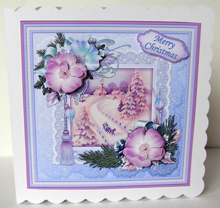 Christmas Roses Frame & Winter Sleigh Ride Quick Card by Margaret McCartney