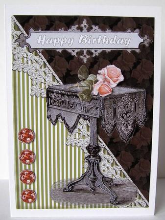 Vintage Table Rose Green Card Topper by Margaret McCartney