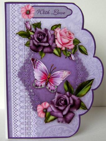 Heritage Roses A4 Scallop Card Front by Margaret McCartney