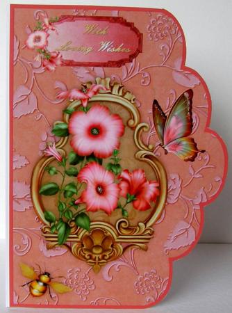 Pretty Petunias A4 Scallop Card Front by Margaret McCartney