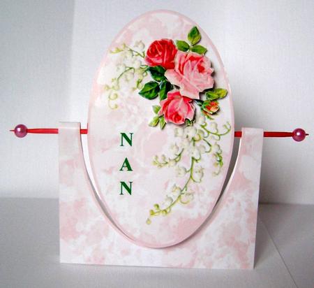 Roses and Lily of the Valley- Spinner Card-nan by Margaret McCartney