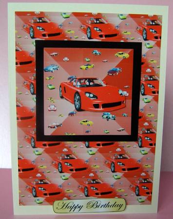 Red Car Topper with Backing Paper by Margaret McCartney