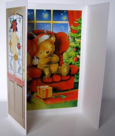 Teddy Waiting for Santa Gatefold by Margaret McCartney