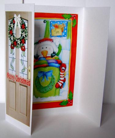 Cute Little Penguin Waiting for Santa Gatefold by Margaret McCartney