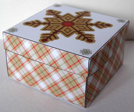 Red and Gold Snowflake Gift Box by Margaret McCartney