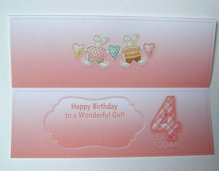 Hearts and Bunny Patches Girl Age 4 Large Dl Insert by Margaret McCartney