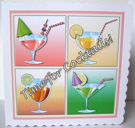 Time for Cocktails - 8in x 8in Decoupage by Margaret McCartney