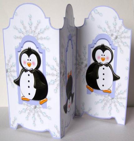 Winter Friends Trifold Card - Penguins by Margaret McCartney