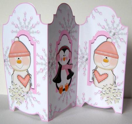 Winter Friends Trifold Card Sno-woman by Margaret McCartney