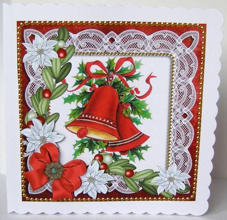 Christmas Bells Red Poinsettia 8in Decoupage Step by Step by Margaret McCartney
