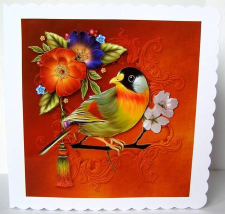 Beautiful Bird & Flower Card by Margaret McCartney