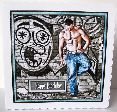 Graffiti & Muscles 8x8inch Card Front by Margaret McCartney
