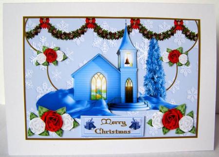 Christmas Church Scene Decoupage Topper by Margaret McCartney