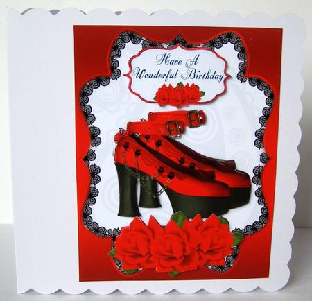 Sexy Red Shoe Stylish Birthday Quick Card by Margaret McCartney