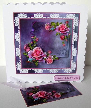 Ribbons & Roses Card Front/easel Topper by Margaret McCartney