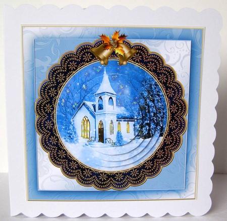 Circle Pyramid Winter Church Scene by Margaret McCartney