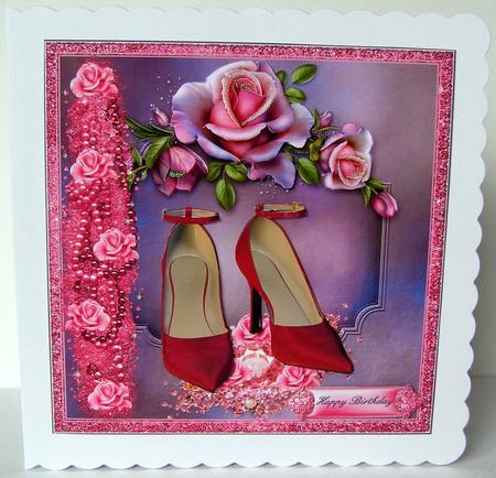 Cerise Shoes with Sparkle and Roses by Margaret McCartney