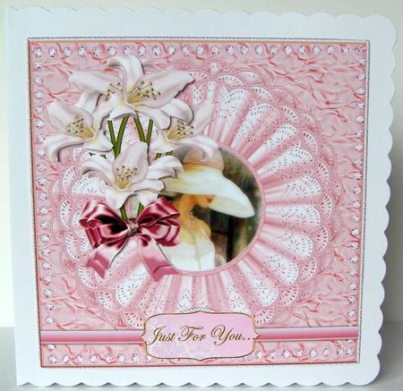 Vintage Lady in Pink with Lillies by Margaret McCartney
