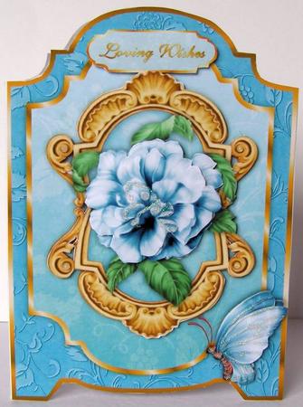 A Rose Blue Screen Card Front with Step by Step by Margaret McCartney