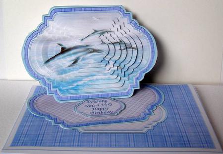 Dolphins Birthday Easel Card Kit & Pyramage by Margaret McCartney