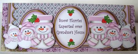 Lilac Snowman Flurries at Grandmas Large Dl Card Kit by Margaret McCartney
