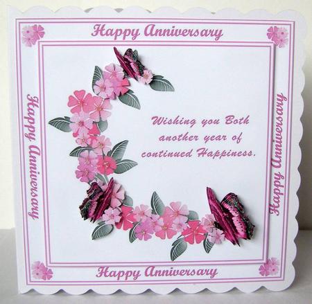 Flowers and Butterflies Anniversary Card by Margaret McCartney