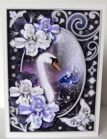 Midnight Swan in Purple A4 by Margaret McCartney