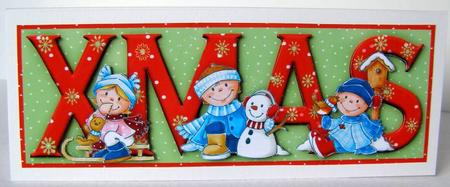 Christmas Kids Xmas Large Dl Word Card by Margaret McCartney