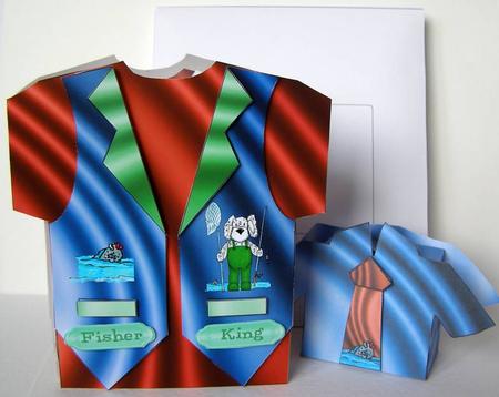 Fisherman T-shirt & Waistcoat Card & Gift Box Kit by Margaret McCartney
