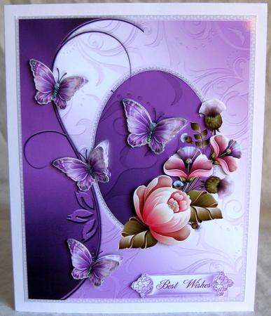 Floral Passion with Purple Border Card Front by Margaret McCartney