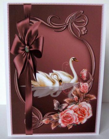 Two Swans in Mocha Quick Card by Margaret McCartney