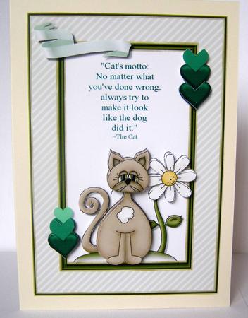 Cat's Motto Card Topper by Margaret McCartney