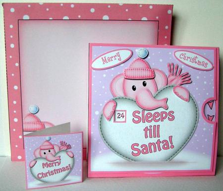 3D Xmas Elephant Sleeps Till Santa Countdown Moveable Card by Margaret McCartney