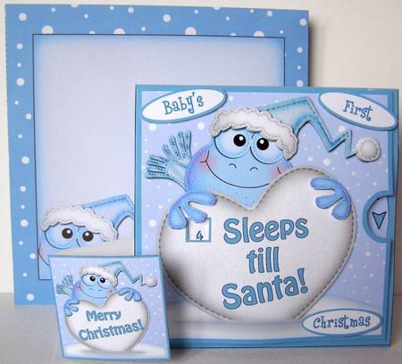 3D Xmas Frog Sleeps Till Santa Countdown Moveable Card by Margaret McCartney