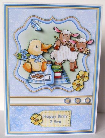 Happy Birdy 2 Ewe Topper & Decoupage by Margaret McCartney