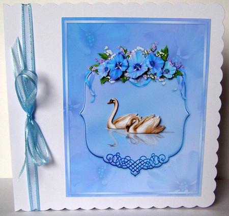 Blue Butterfly and Flowers Quick Card with Decoupage by Margaret McCartney