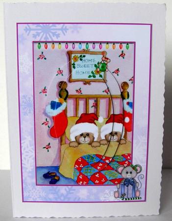 Twin Bears Waiting for Santa Step by Step Decoupage Card by Margaret McCartney