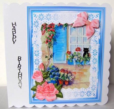 Cat in the Windowbox Watercolour Decoupage Sheet by Margaret McCartney