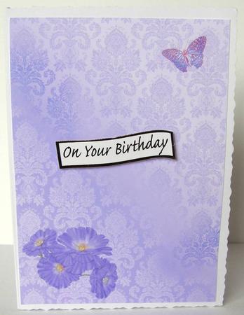 Lilac Damask Background with Flowers and Butterflies by Margaret McCartney