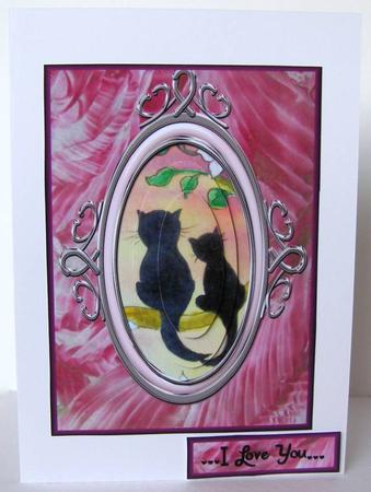 Sweethearts Forever Silhouette Cats - Love, Anniversary by Margaret McCartney