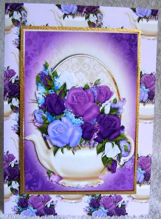 Heirloom Roses Bouquet & Cream Teapot by Margaret McCartney