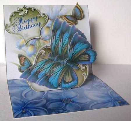 Iris & Butterflies Stand-up Element Easel Card by Margaret McCartney