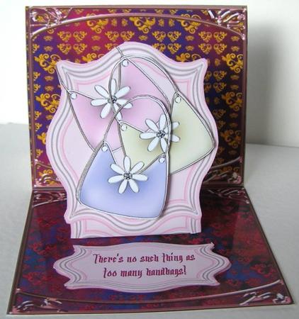 Too Many Handbags Stand-up Element Easel Card by Margaret McCartney